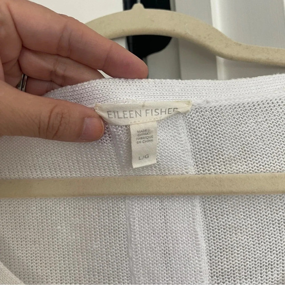 Eileen Fisher White Long Sleeve Knit Top Linen - Picture 2 of 3